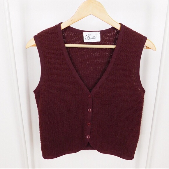 Burgundy sweater vest womens Clearance